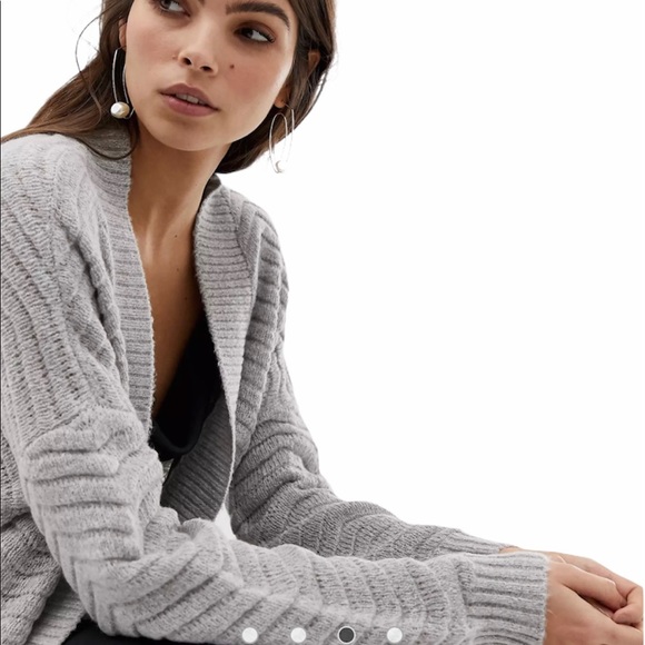 ASOS Y.A.S Chunky Cable Cardigan in Grey - Picture 3 of 7